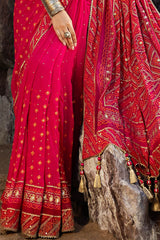 3 Piece Unstitched Gota Sequins Handwork Chiffon Saree PRS-52002 A