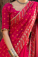 3 Piece Unstitched Gota Sequins Handwork Chiffon Saree PRS-52002 A