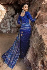 3 Piece Unstitched Gota Sequins Handwork Chiffon Saree PRS-52002 B