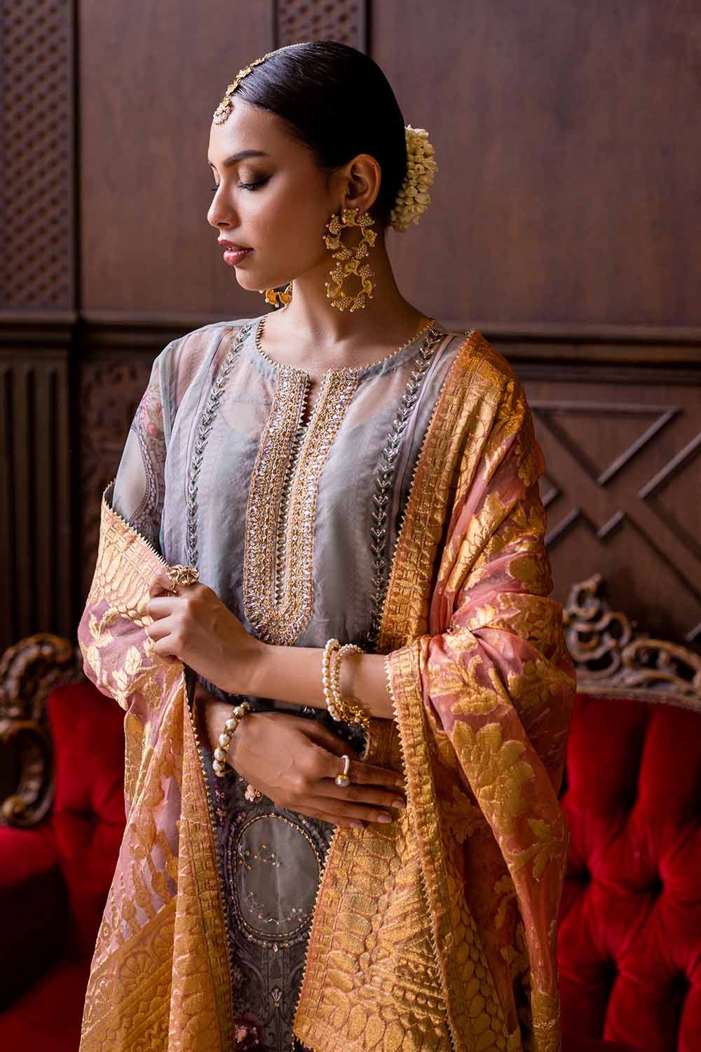 3 Piece Unstitched Organza Suit with Raw Silk Trouser PRW-32071