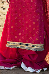 3 Piece Unstitched Gold Lacquer Printed Embroidered Cotton Silk Suit with Embroidered Jacquard Dupatta PRW-42004