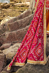 3 Piece Unstitched Gold Lacquer Embroidered Raw Silk Suit with Embroidered Raw Silk Dupatta PRW-42006