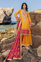 3 Piece Unstitched Gold Lacquer Embroidered Raw Silk Suit with Embroidered Raw Silk Dupatta PRW-42006