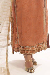 3 Piece Unstitched Jacquard Embroidered Suit with Sequins Embroidered Zari Organza Dupatta PRW-42013