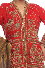 3 Piece Unstitched Raw Silk Embroidered Suit with Zari Tissue Dupatta PRW-52005