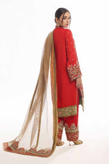 3 Piece Unstitched Raw Silk Embroidered Suit with Zari Tissue Dupatta PRW-52005