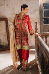 3 Piece Unstitched Raw Silk Embroidered Suit with Zari Tissue Dupatta PRW-52005
