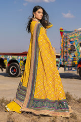 3 Piece Unstitched Gold Lacquer Embroidered Raw Silk Suit with Embroidered Raw Silk Dupatta PRW-52020