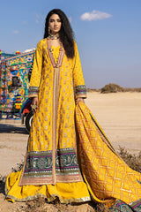 3 Piece Unstitched Gold Lacquer Embroidered Raw Silk Suit with Embroidered Raw Silk Dupatta PRW-52020