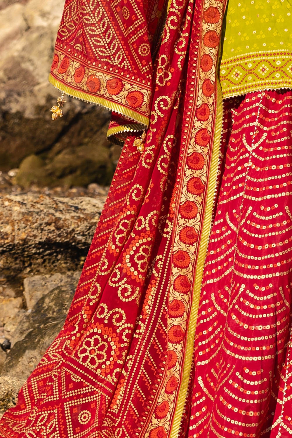 3 Piece Unstitched Gold Lacquer Printed Embroidered Raw Silk Suit with Gold Lacquer Printed Chiffon Dupatta