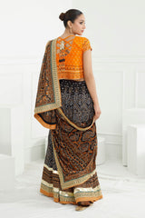 3 Piece Unstitched Gold Lacquer Embroidered Raw Silk Suit with Embroidered Raw Silk Dupatta PRW-52022