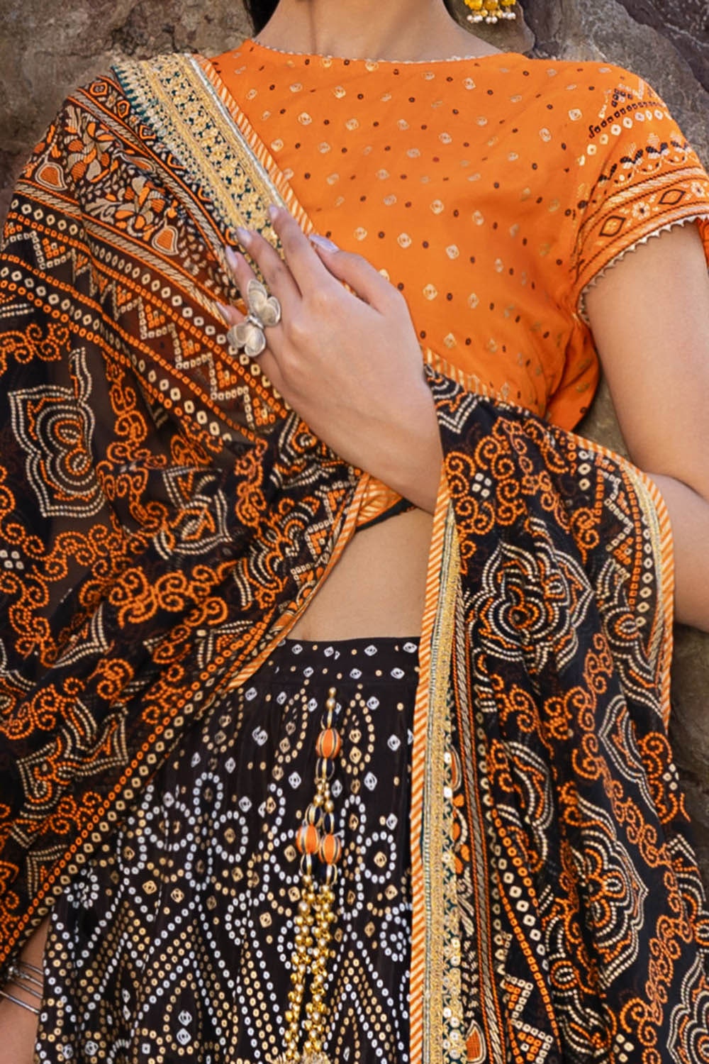 3 Piece Unstitched Gold Lacquer Embroidered Raw Silk Suit with Embroidered Raw Silk Dupatta PRW-52022