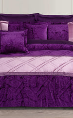 Purple Paisley Embossed Velvet Comforter Set