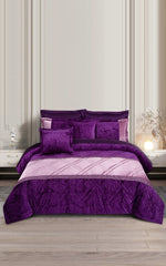 Purple Paisley Embossed Velvet Comforter Set