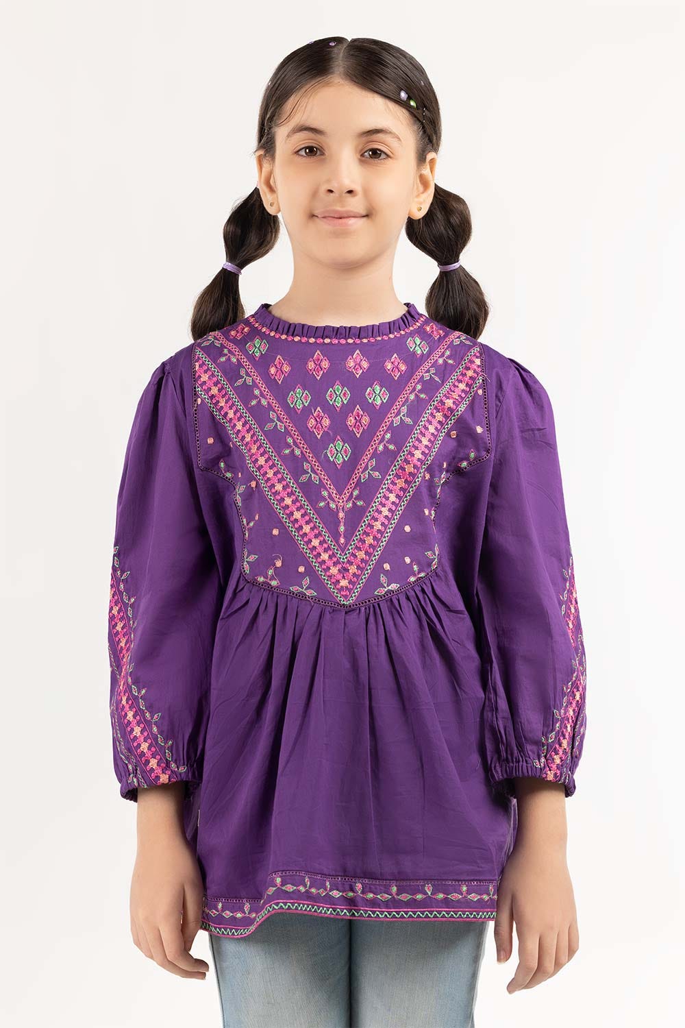 Junior Girl Purple Basic Woven Top JGWT-2210010