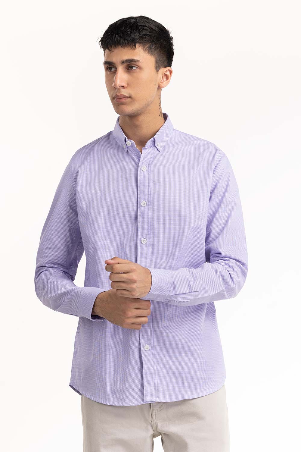 Purple Houndstooth Button-Down Shirt 224-117-001
