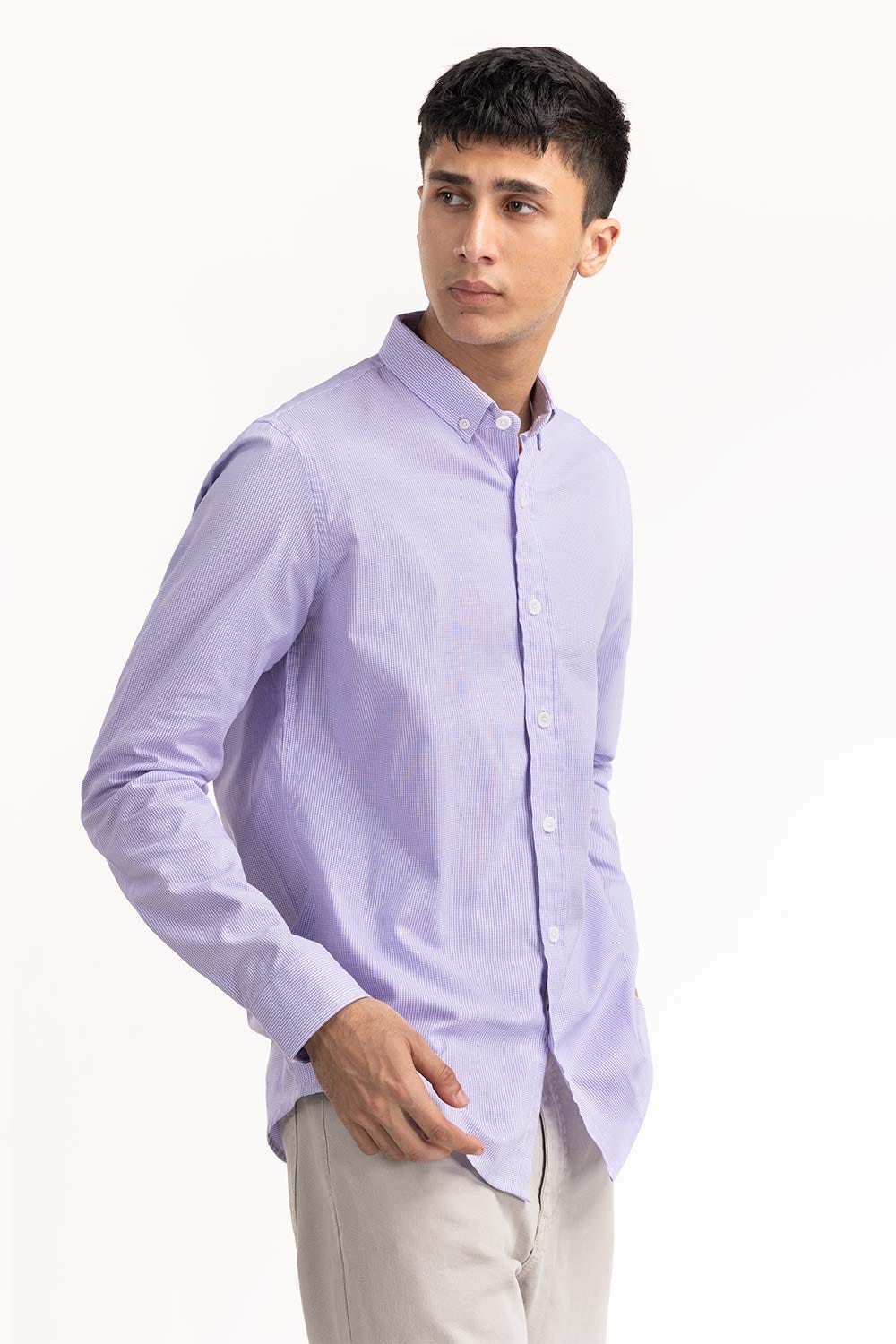 Purple Houndstooth Button-Down Shirt 224-117-001