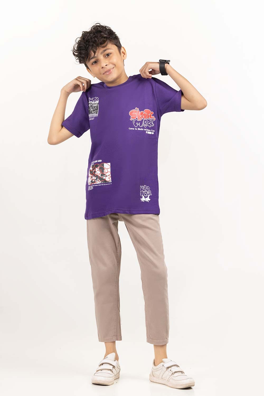 Junior Boy Purple Printed Knit Top JBKT-2210019