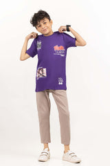 Junior Boy Purple Printed Knit Top JBKT-2210019