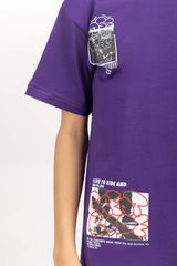 Junior Boy Purple Printed Knit Top JBKT-2210019