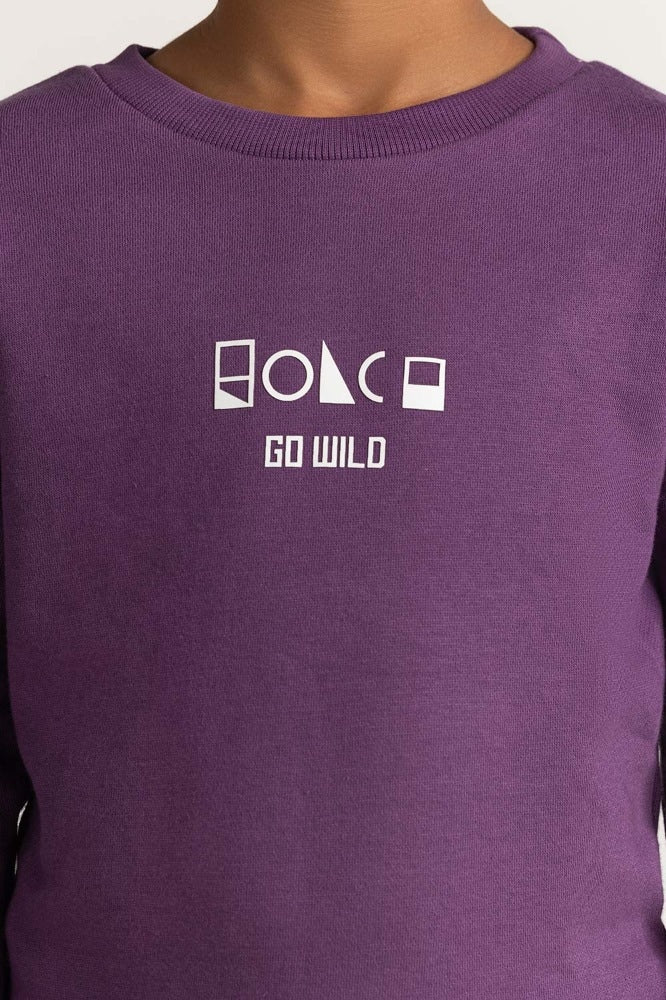 Purple Printed Sweatshirt 224-512-064