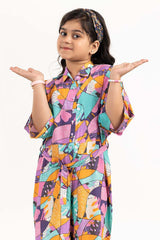 Junior Girl Purple Printed Woven Top JGWJ-2210031