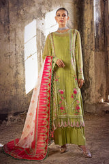 3 Piece Embroidered  Chiffon Unstitched Suit with Digital Printed Paper Cotton Dupatta FE-32032