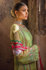 3 Piece Embroidered  Chiffon Unstitched Suit with Digital Printed Paper Cotton Dupatta FE-32032