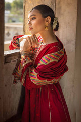 3 Piece Embroidered  Raw Silk Unstitched Suit with Embroidered Jacquard Dupatta with Zari FE-32031
