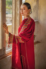 3 Piece Embroidered  Raw Silk Unstitched Suit with Embroidered Jacquard Dupatta with Zari FE-32031