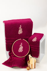 Raspberry Combed Embroidered towel