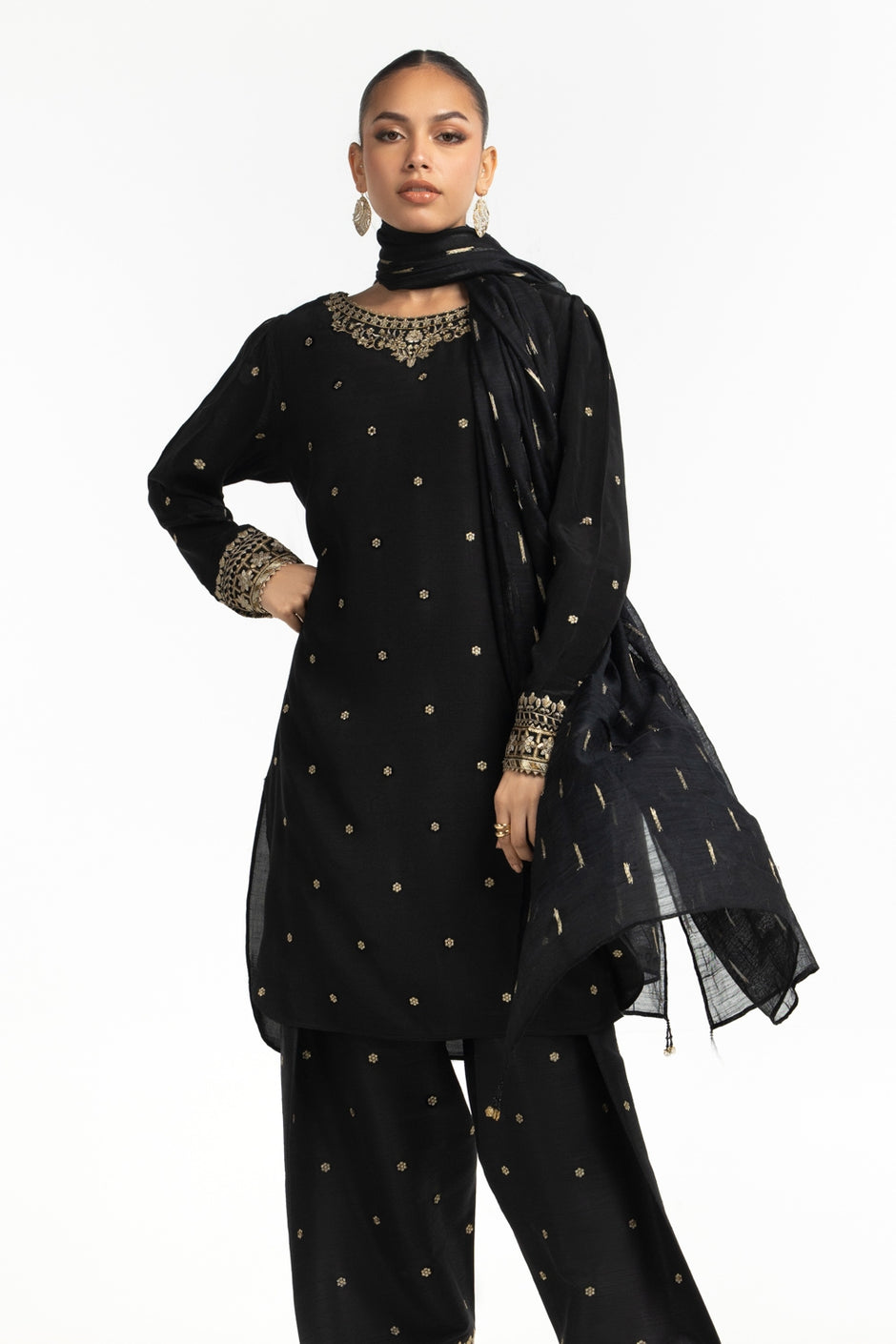 Raw Silk Embroidered Shirt And Trouser