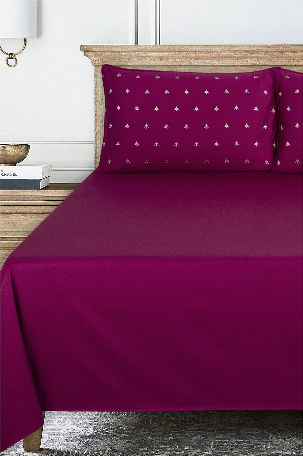 Red Bud T-400 Embroidered Bed Sheet Set