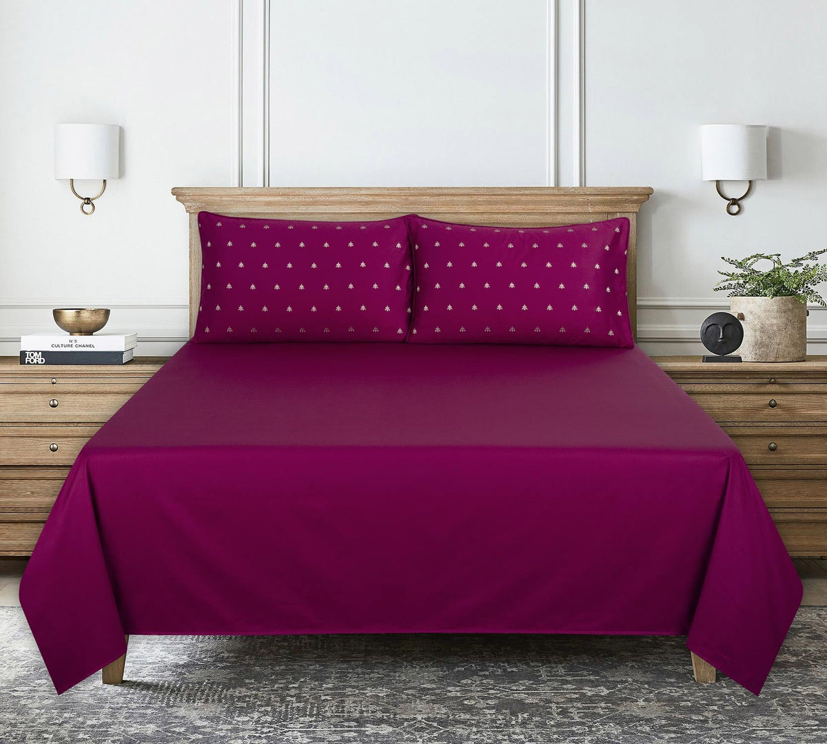 Red Bud T-400 Embroidered Bed Sheet Set