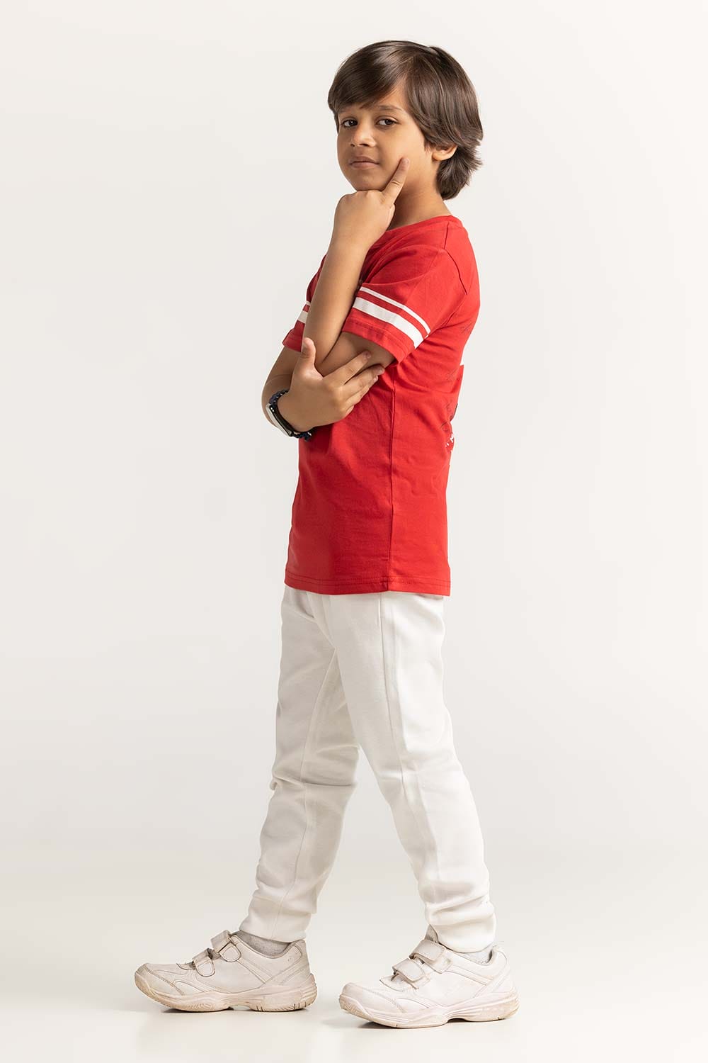 Red Junior Boy Knit Printed Tee JB-TS-SS24-037