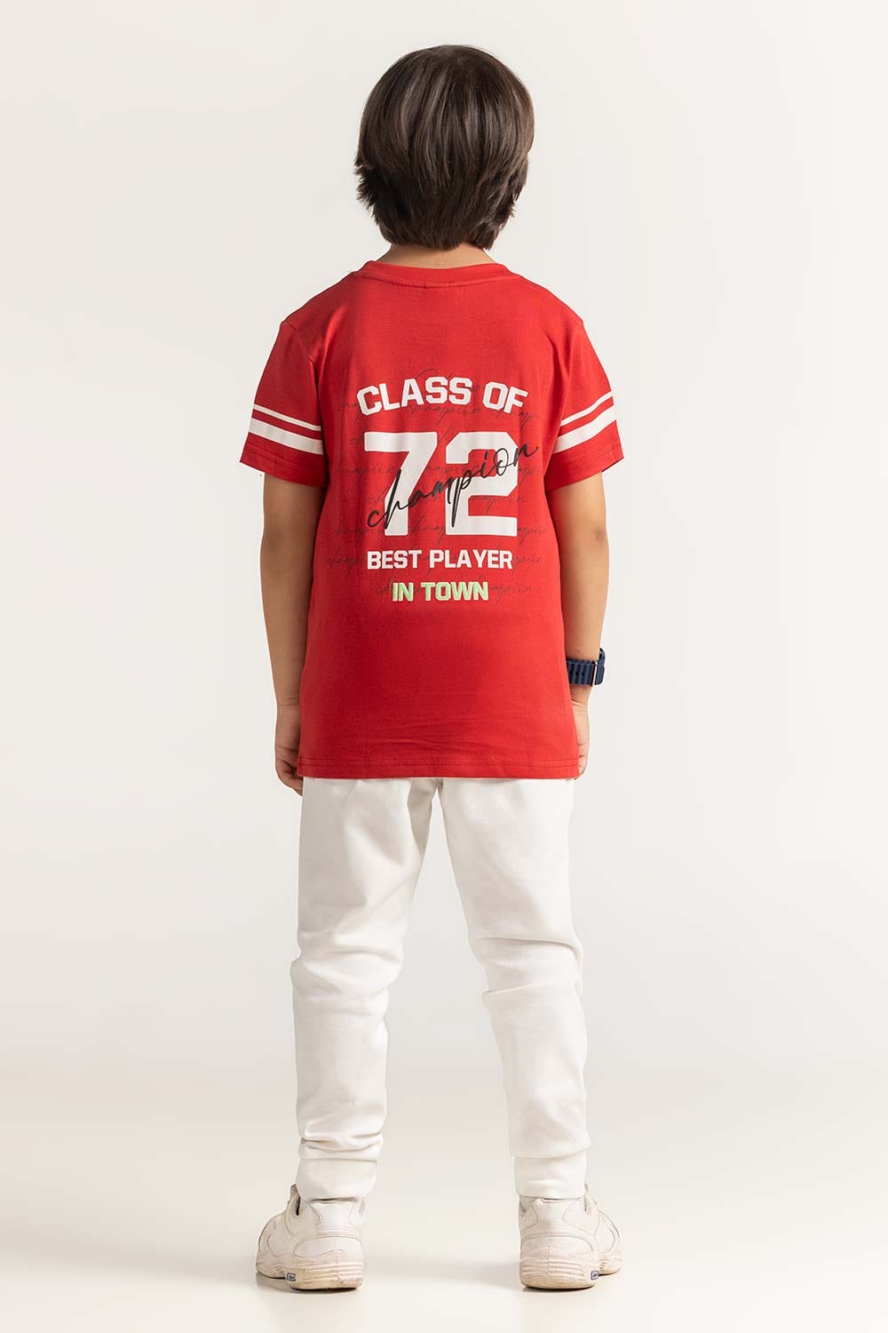 Red Junior Boy Knit Printed Tee JB-TS-SS24-037