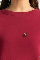 Red Knitted Sweatshirt WM-SWS-WS23-007