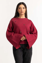 Red Knitted Sweatshirt WM-SWS-WS23-007
