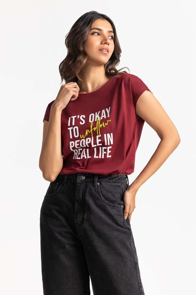 Red Printed Knit Top WM-KTP-SS24-025