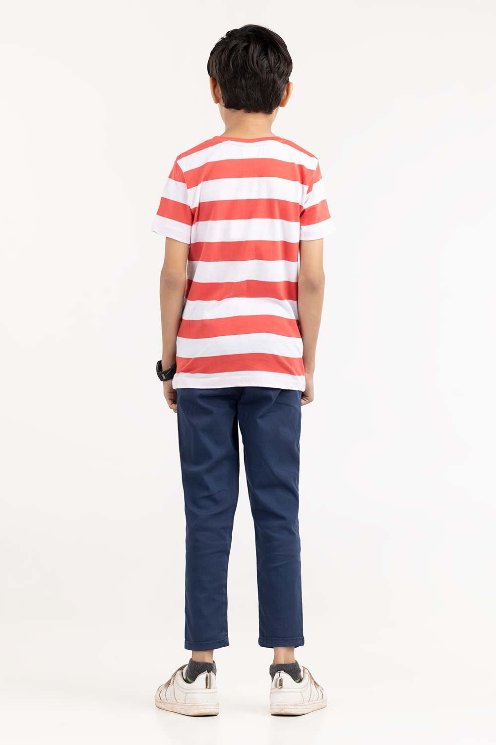 Junior Boy Red Stripped Knit Top JBKT-2210097