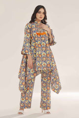 Unstitched Gold Printed Lawn Shirt SL-42037 B