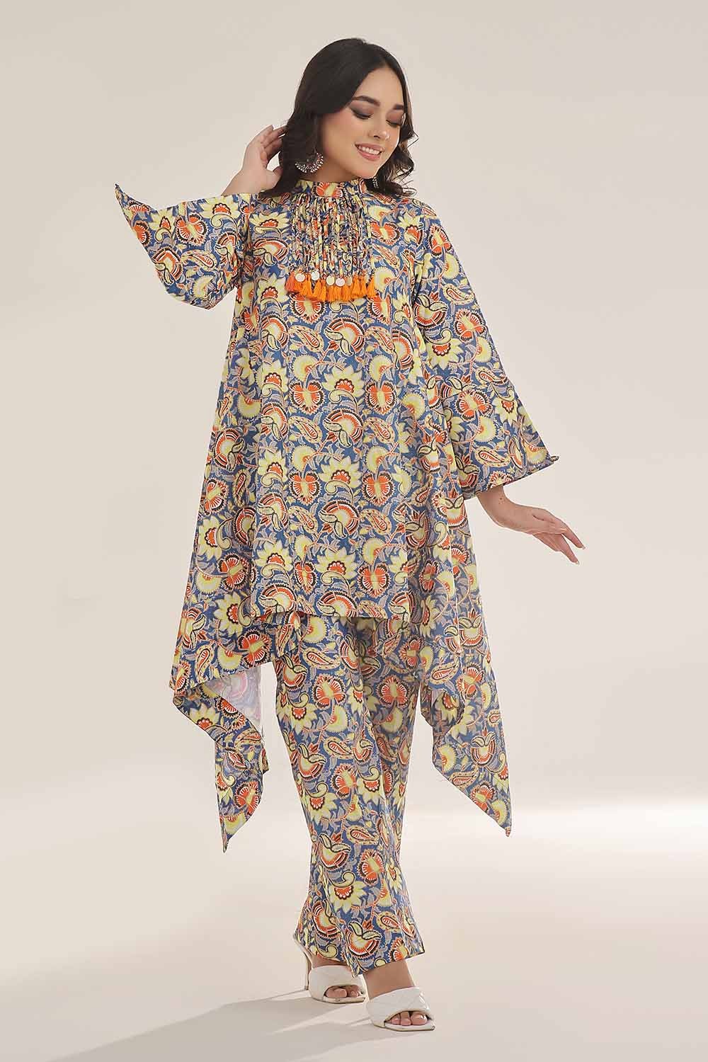 Unstitched Gold Printed Lawn Shirt SL-42037 B