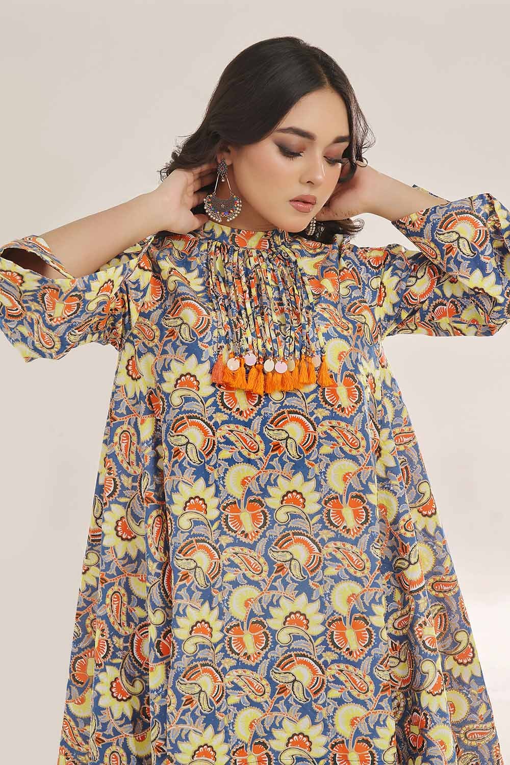 Unstitched Gold Printed Lawn Shirt SL-42037 B