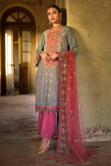 3 Piece Sequins Embroidered Khaddi Net Unstitched Suit with Sequins Embroidered Net Dupatta FE-32055