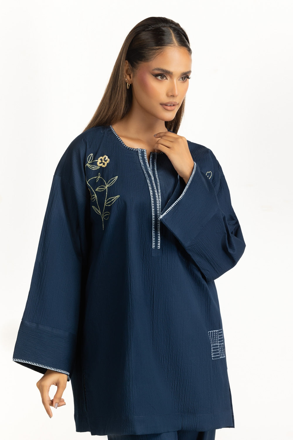 Ripple Crinkle Embroidered Co-Ord Set IPST-44754