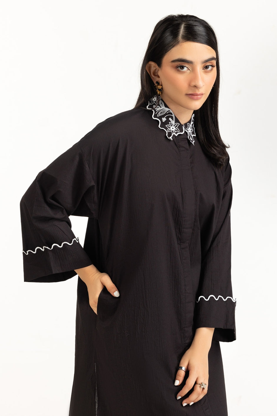 Ripple Crinkle Embroidered Co-Ord Set