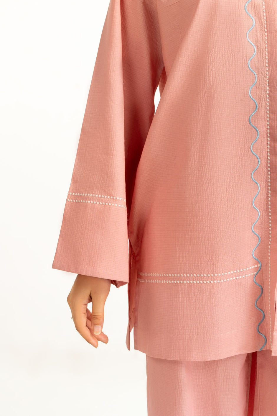 Ripple Crinkle Embroidered Co-Ord Set