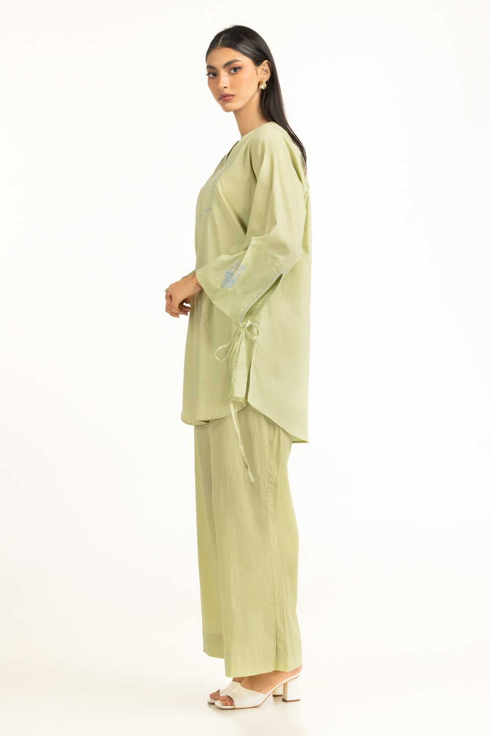 Ripple Crinkle Embroidered Co-Ord Set IPST-44757