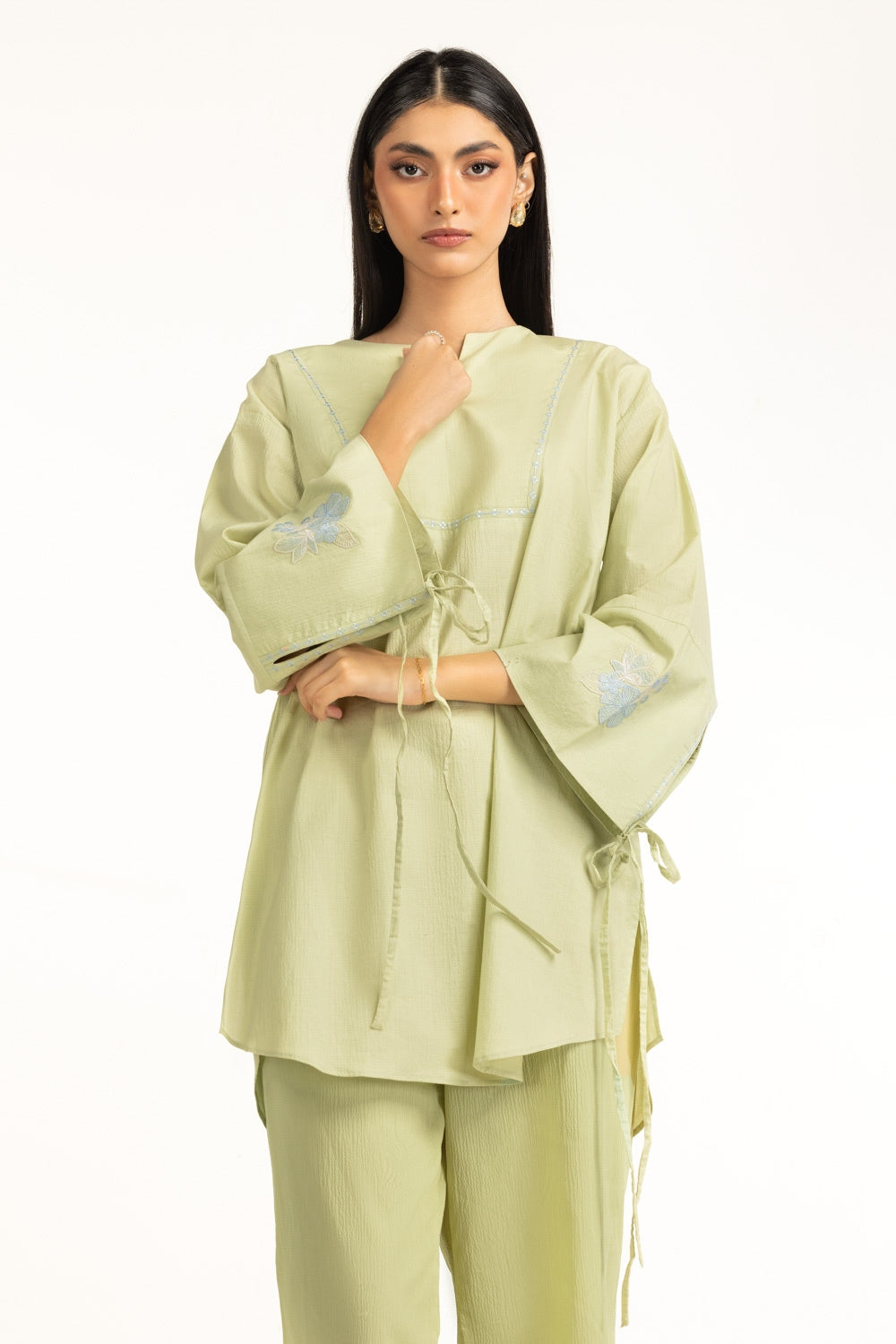 Ripple Crinkle Embroidered Co-Ord Set IPST-44757