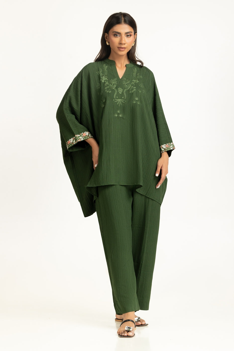 Ripple Crinkle Embroidered Co-Ord Set